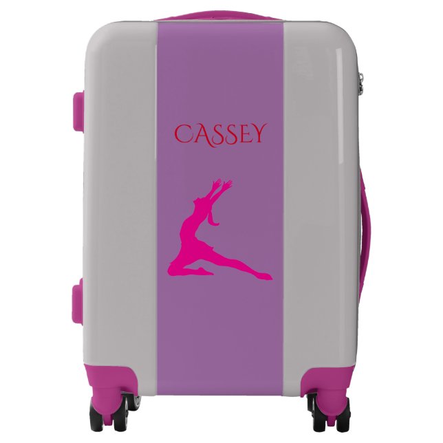 Dance suitcase in purple/pink with name available. (Front)