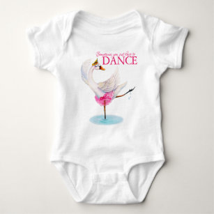 Dance swan ballerina whimsy art slogan apparel baby bodysuit