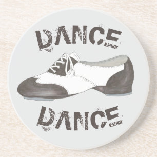 DANCE Tap Shoe Tapdance Teacher Black White Studio Coaster