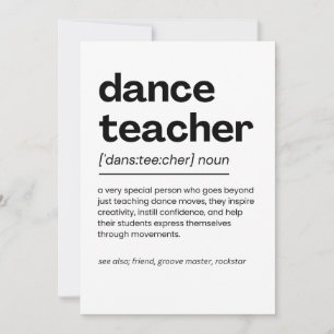Dance Teacher Appreciation Gift Dance Teacher Gift Thank You Card