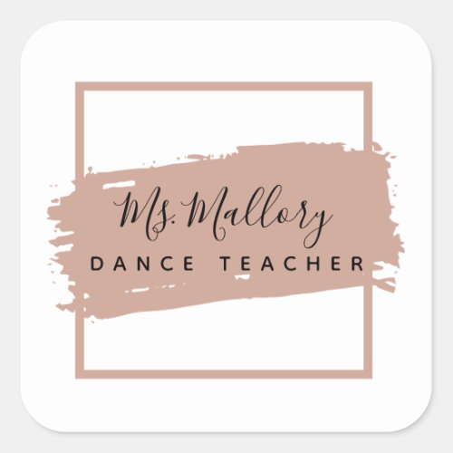 Dance Teacher Black and Rose Gold Personalized Square Sticker