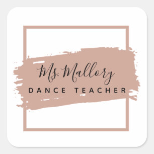 Dance Teacher Black and Rose Gold Personalized Square Sticker