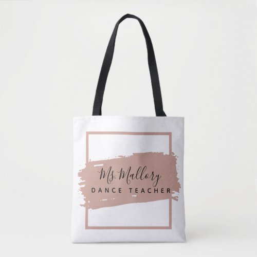 Dance Teacher Black and Rose Gold Personalized Tote Bag