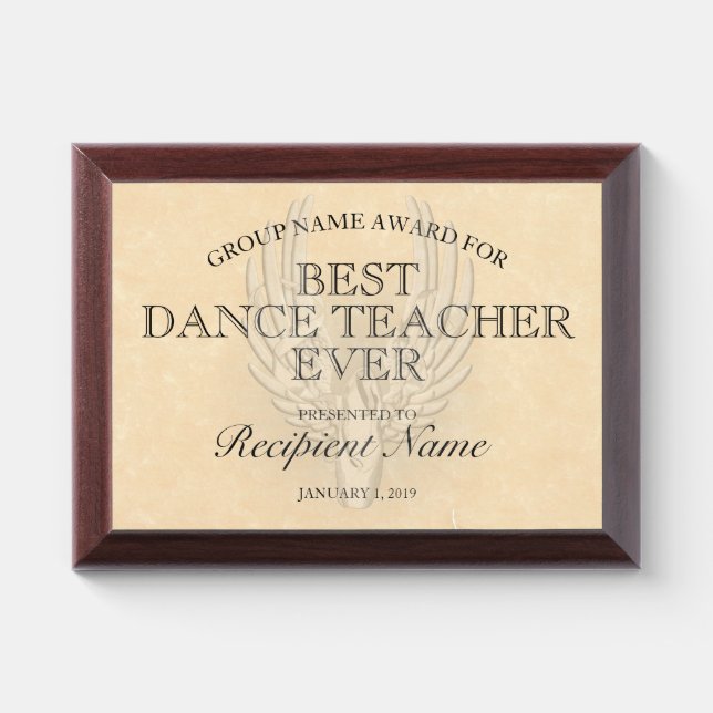 Dance Teacher Certificate Award Plaque (Horizontal)