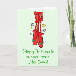 Dance Teacher Christmas Ballet Shoes Holiday Card