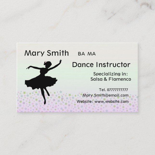 Dance Teacher / Dancing Instructor Business cards (Front)
