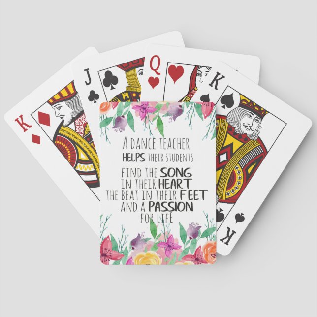 Dance teacher decor Ballet Coach Appreciation Gift Poker Cards (Back)