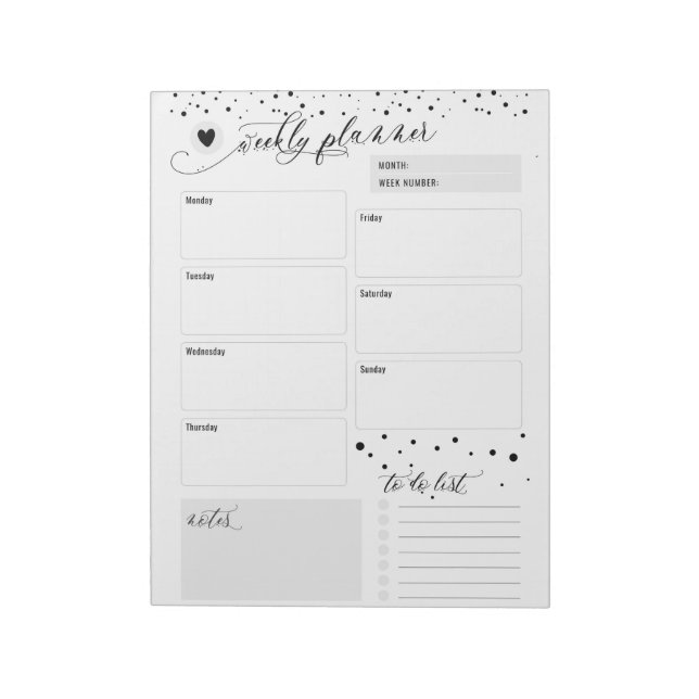 Dance Teacher Dotted Weekly Planner Notepad (Rotated)
