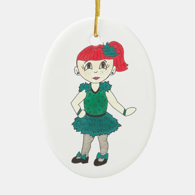 Dance Teacher Gift Green Tap Recital Costume Ceramic Ornament (Front)