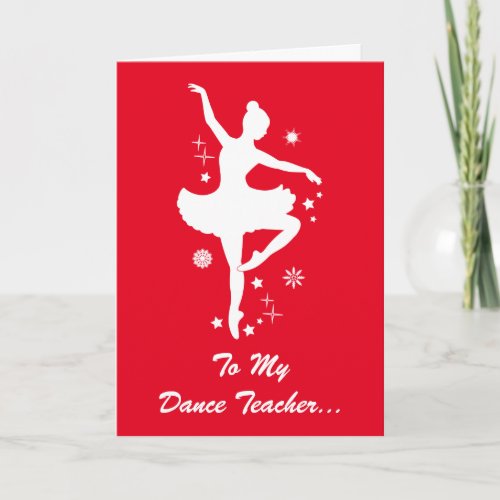 Dance Teacher Happy Holidays Ballerina Silhouette Holiday Card