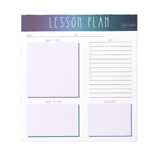 Dance Teacher Lesson Plan Notepad