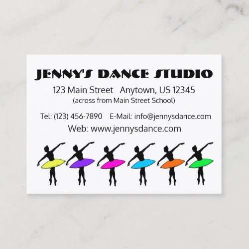 Dance Teacher Studio Owner Ballet Pointe Ballerina Business Card