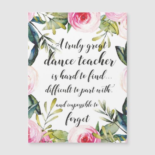Dance Teacher Thank you Wishes for Dance Teacher | Zazzle