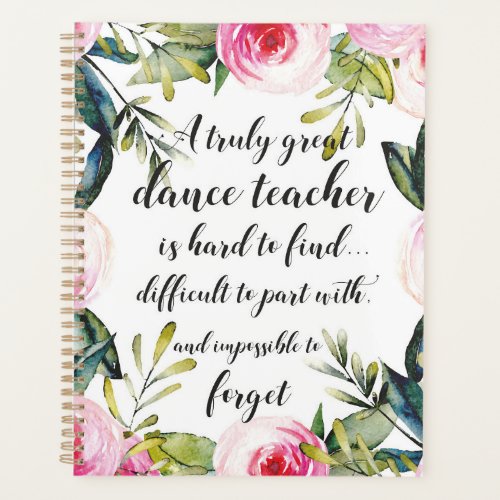 Dance Teacher Thank you Wishes for Dance Teacher Planner