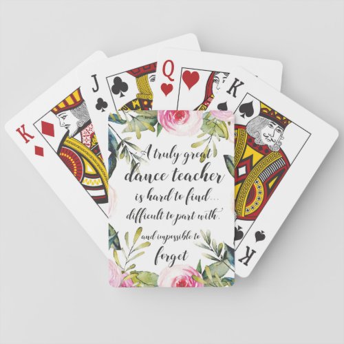 Dance Teacher Thank you Wishes for Dance Teacher Playing Cards