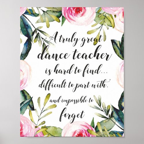 Dance Teacher Thank you Wishes for Dance Teacher Poster