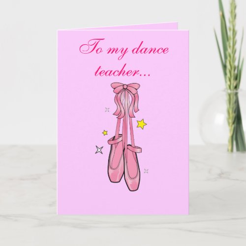 Dance Teacher Thank You with Hanging Ballet Shoes