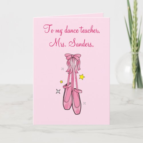 Dance Teacher Thank You with Hanging Ballet Shoes