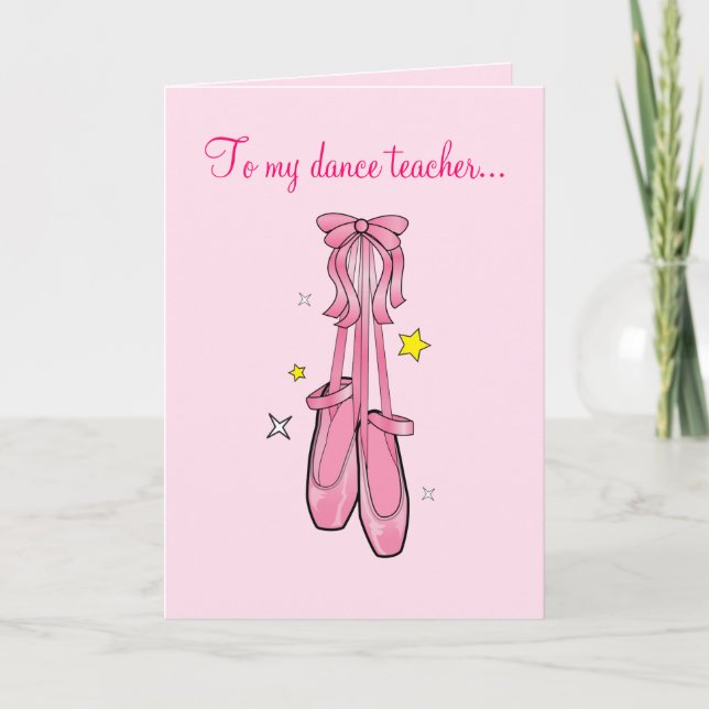 Dance Teacher Thank You with Hanging Ballet Shoes Card (Front)