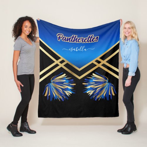 Dance Team Black Royal Blue and Gold  Fleece Blanket