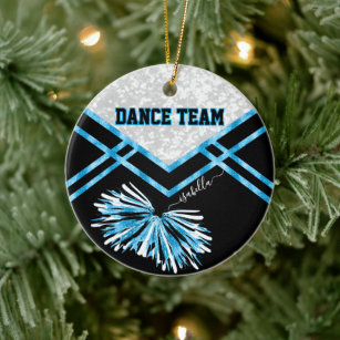 Dance Team Black, White and Baby Blue  Ceramic Ornament