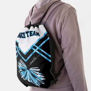 Dance Team Black, White and Baby Blue Drawstring Bag