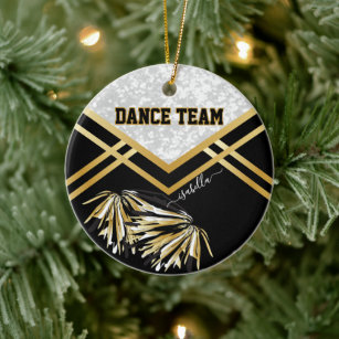 Dance Team Black, White and Gold Ceramic Ornament