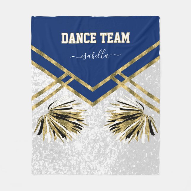 Dance Team Black, White and Gold Fleece Blanket (Front)