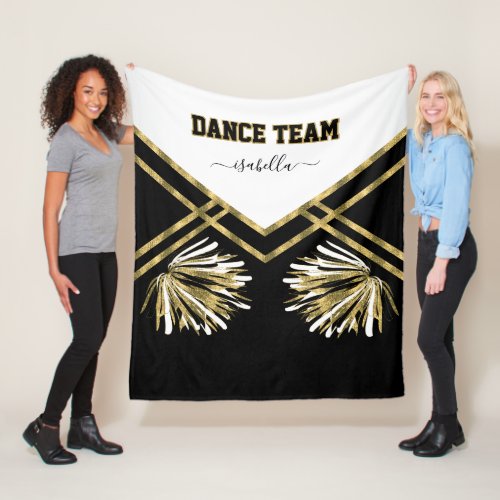 Dance Team Black White and Gold Fleece Blanket