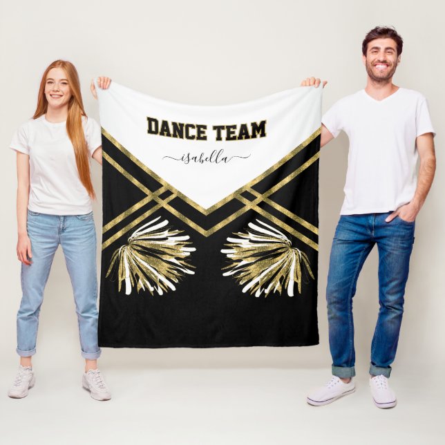 Dance Team Black, White and Gold Fleece Blanket (In Situ)
