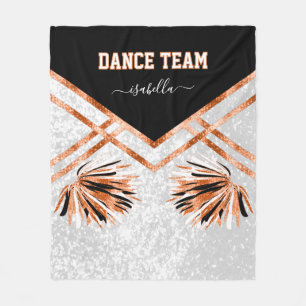 Dance Team Black, White and Orange Fleece Blanket