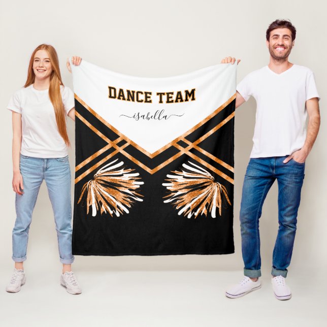 Dance Team Black, White and Orange  Fleece Blanket (In Situ)