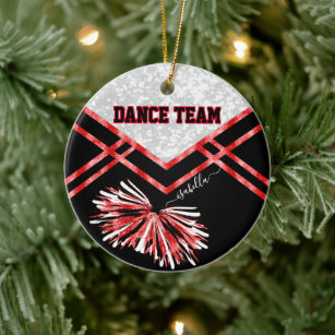 Dance Team Black, White and Red Ceramic Ornament