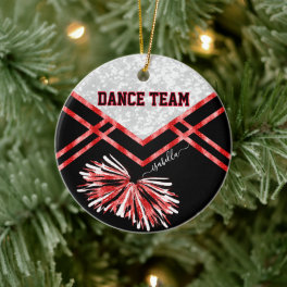 Dance Team Black, White and Red Ceramic Ornament