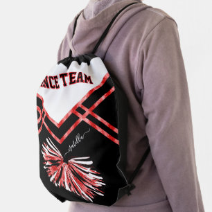 Dance Team Black, White and Red Drawstring Bag