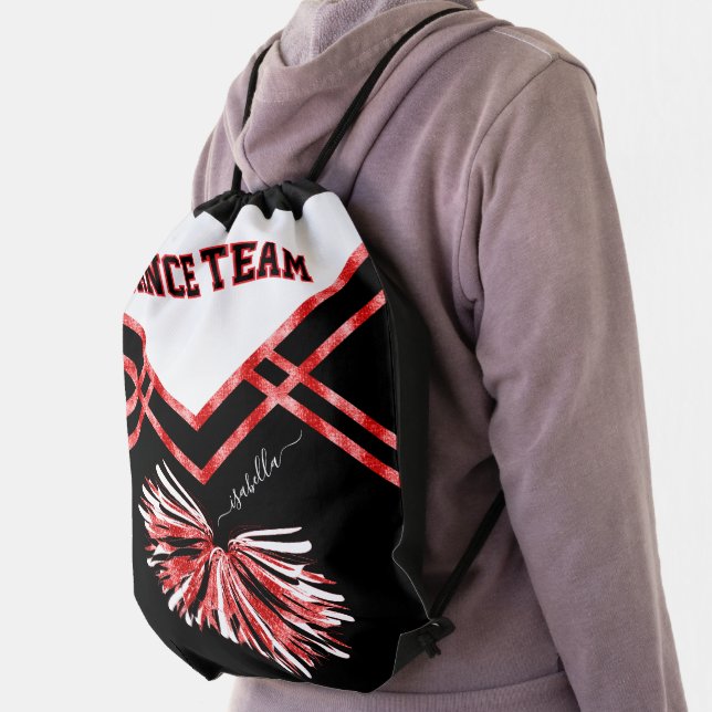 Dance Team Black, White and Red Drawstring Bag (Insitu)