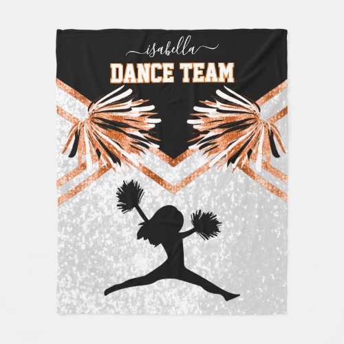 Dance Team Orange Black and White   Fleece Blanke