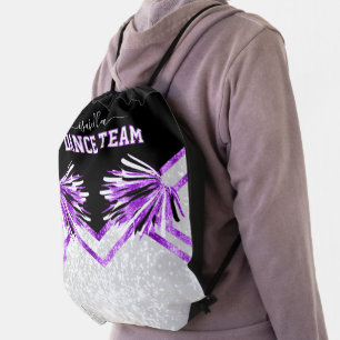 Dance Team Purple, Black and White Drawstring Bag