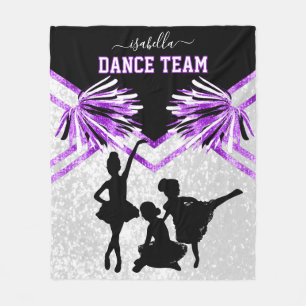 Dance Team Purple, Black and White  Fleece Blanket
