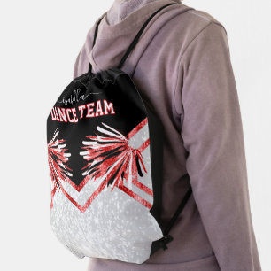 Dance Team Red, Black and White Drawstring Bag