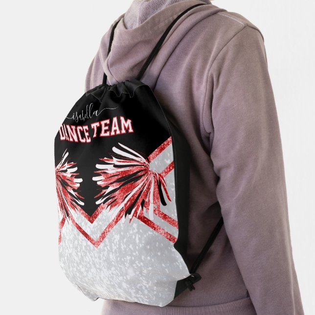 Dance Team Red, Black and White Drawstring Bag (Insitu)