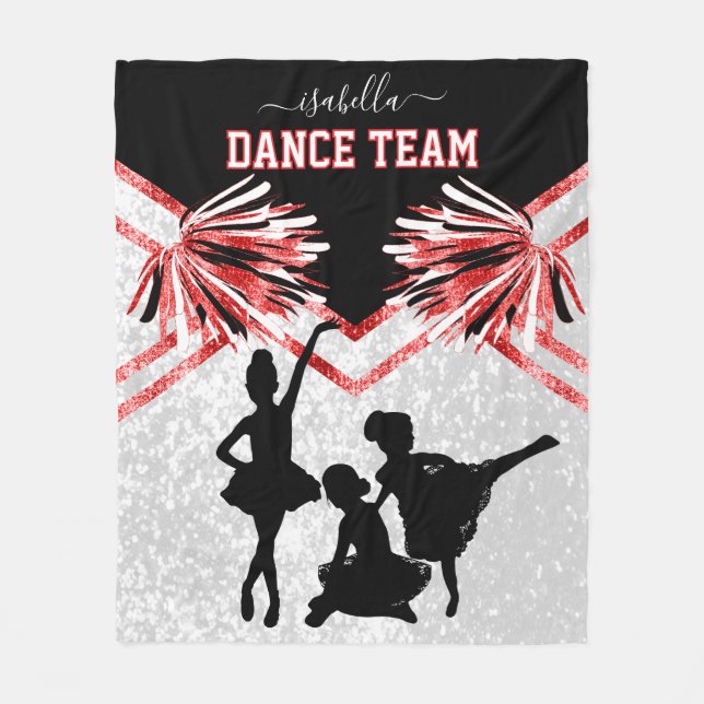 Dance Team Red, Black and White Fleece Blanket (Front)