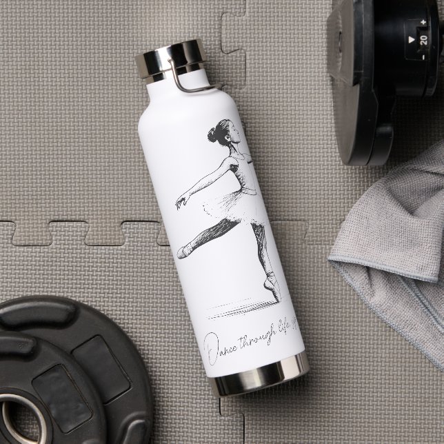 Dance through Life, Pencil Ballerina Personalized Water Bottle (Gym (Rotated))