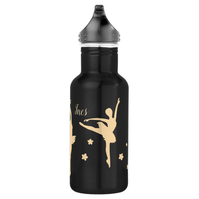 Dance Through Life Quote Dancer Gift Ballerina Water Bottle (Right)