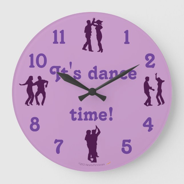 Dance Time Dance Poses Purple Clock With Numbers (Front)