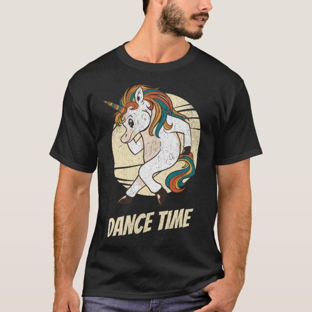 Dance Time  Unicorn  magical horse Dancing Retro T-Shirt (Front)