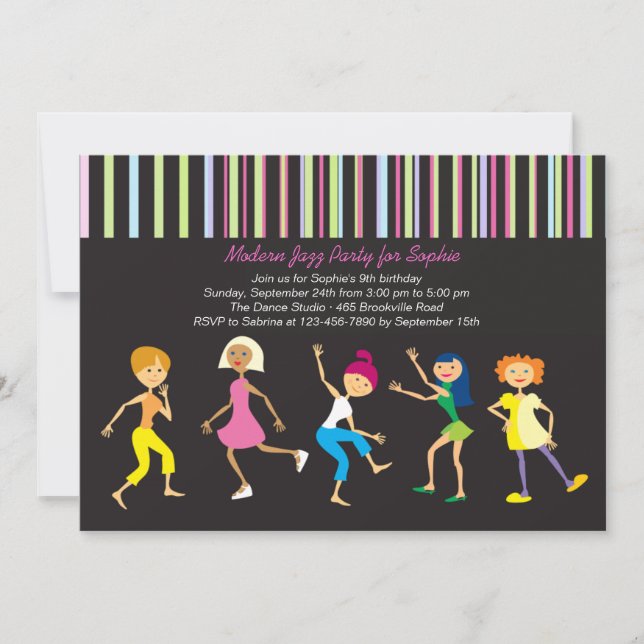 Dance to the Music Girl's Party Invitation (Front)