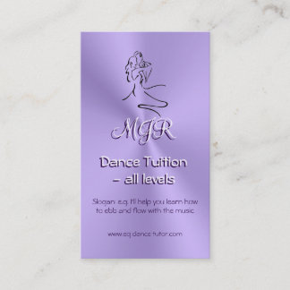 Dance Tutor, Monogram, Dancers Logo, lilac Business Card
