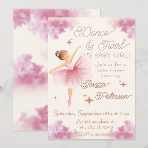 Dance & Twirl Ballerina Baby Shower Invitation