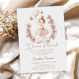 Dance & Twirl Ballerina Ballet Baby Shower Invitation